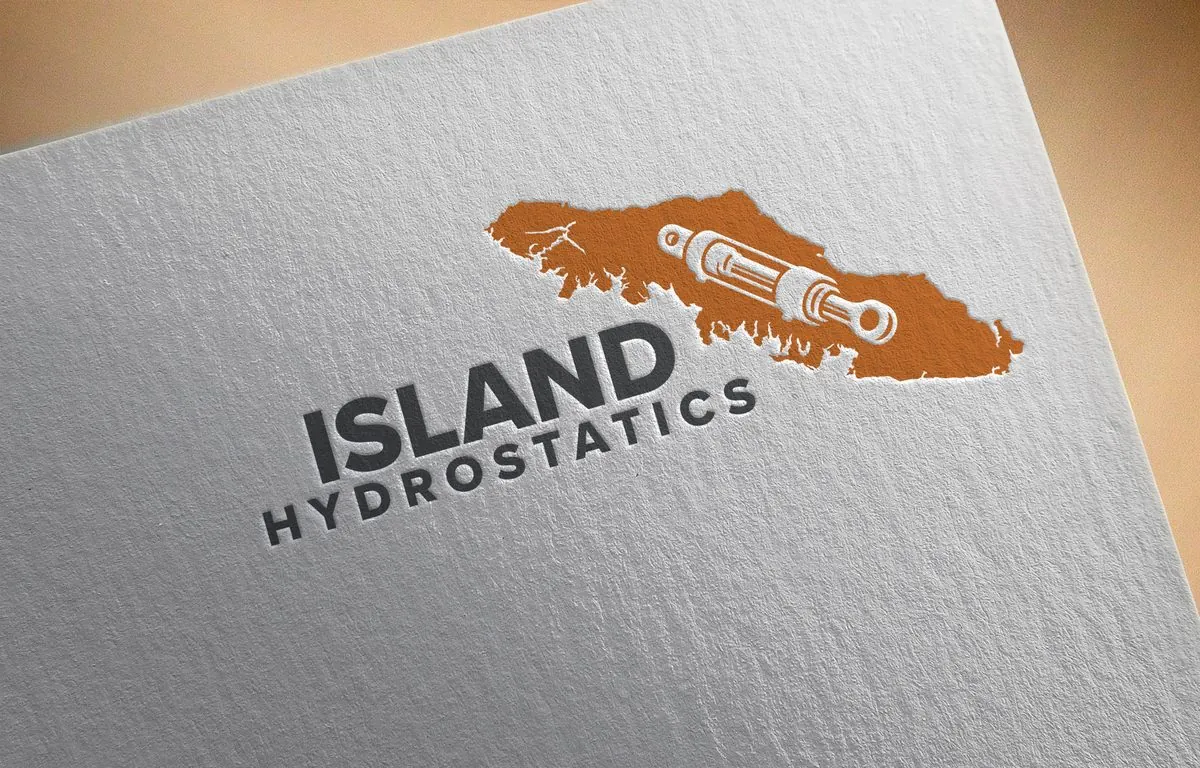 Island Hydrostatics logo letterpress printed on textured paper